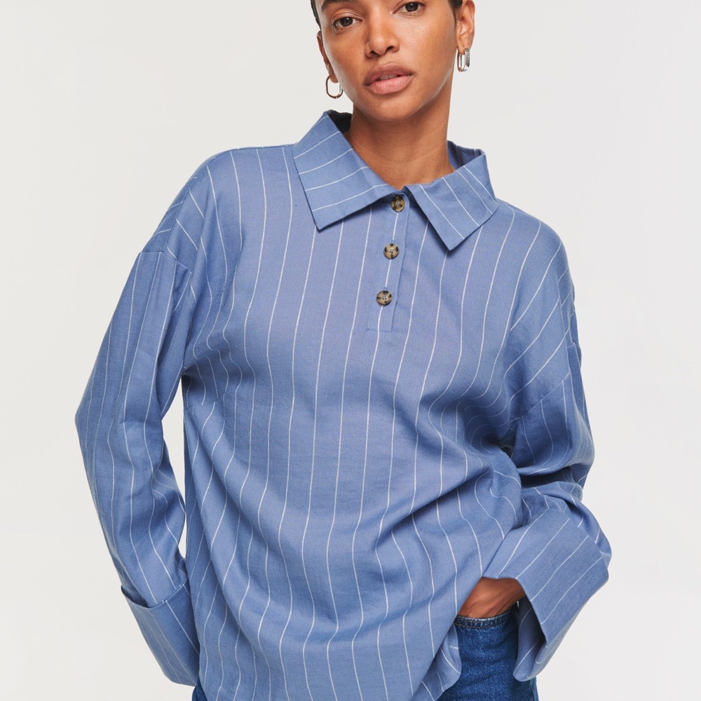 Aligne Blue Pinstripe Top